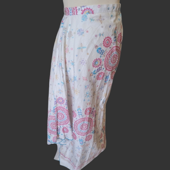 PERUVIAN CONNECTION | PIMA COTTON PRINT HANDKERCHIEF MAXI SKIRT - Picture 7 of 11